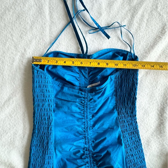 Free People Mini Dress Strapless Blue Pleated Bodycon Size S - Picture 8 of 8